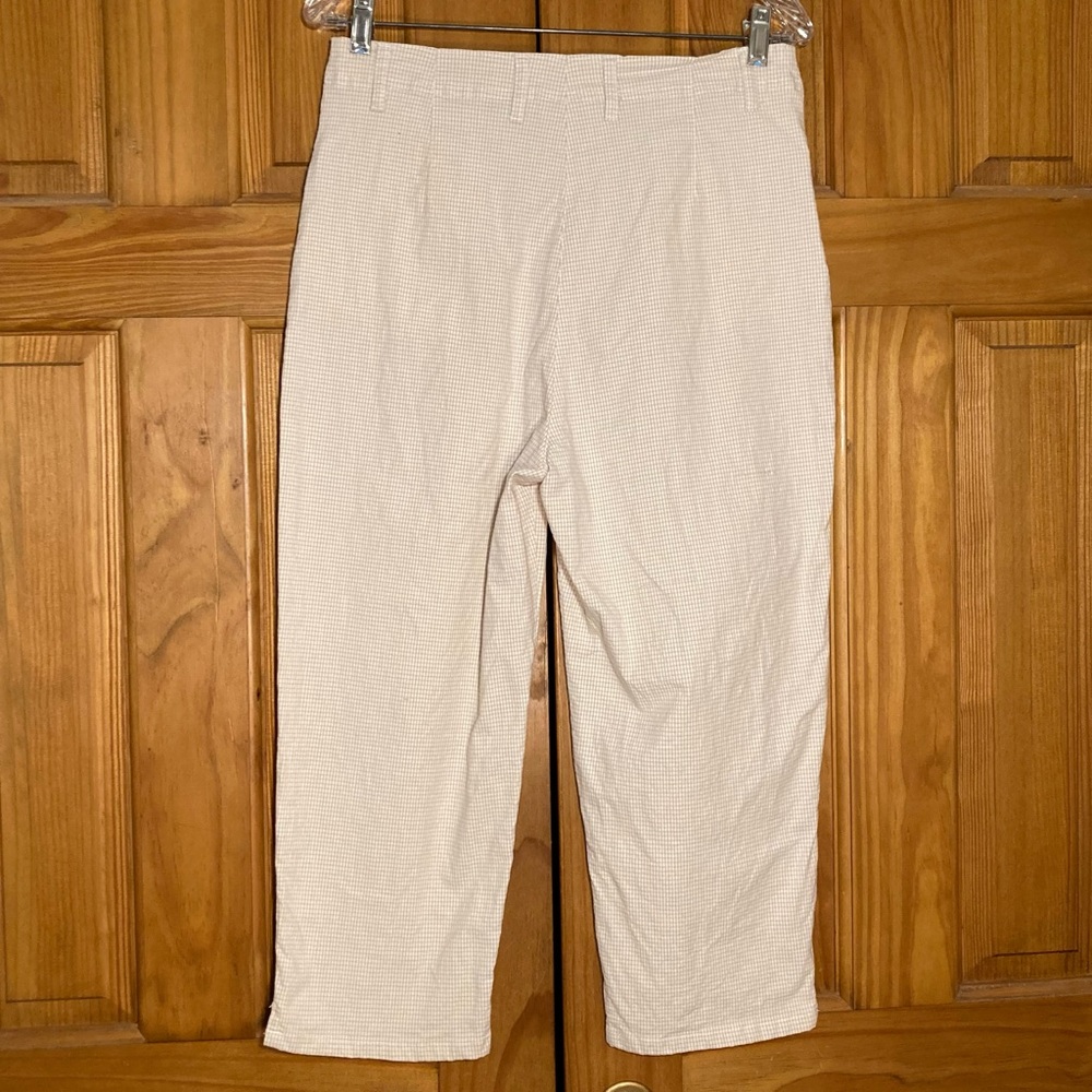 NWOT Basic Editions Vintage 90s Capri Pants High Rise Tan White Size 14